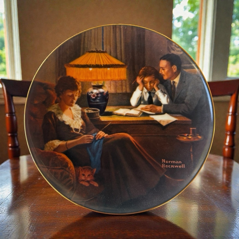Vintage Norman Rockwell - Father's Help Collector Plate 1983 Edwin M Knowles